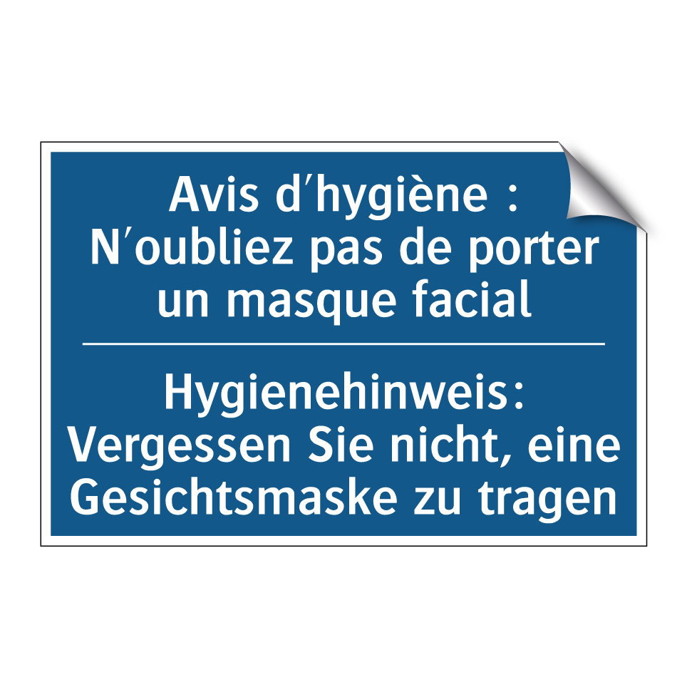 Hygienehinweis: Vergessen Sie /.../ - Avis d'hygiène : N'oubliez pas /.../