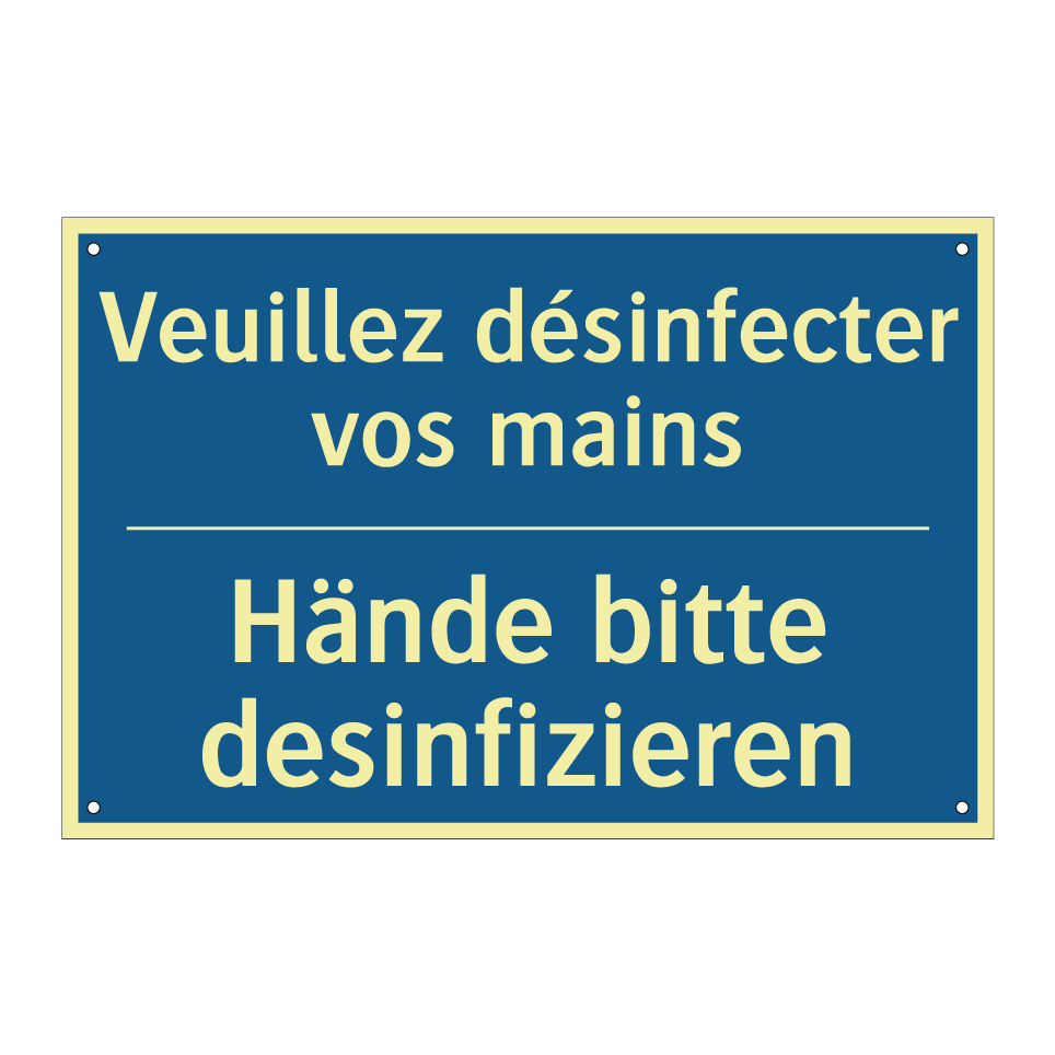 Hände bitte desinfizieren - Veuillez désinfecter vos mains