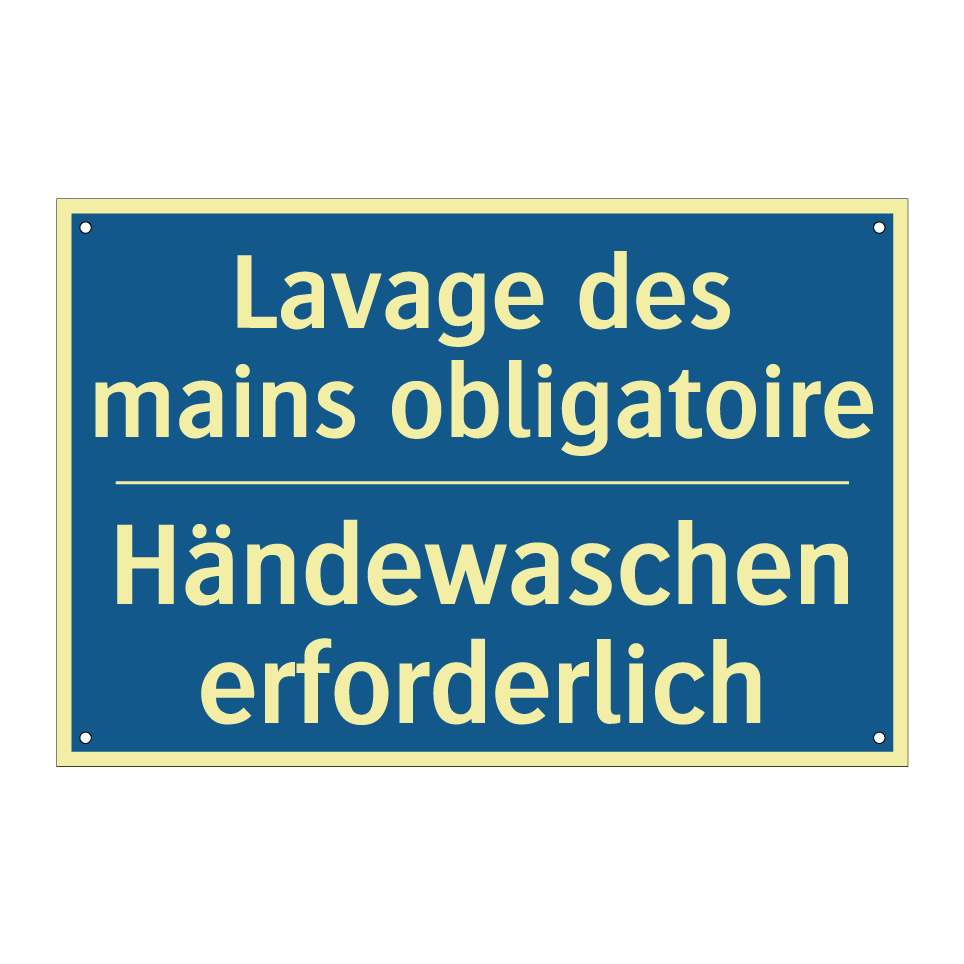 Händewaschen erforderlich - Lavage des mains obligatoire