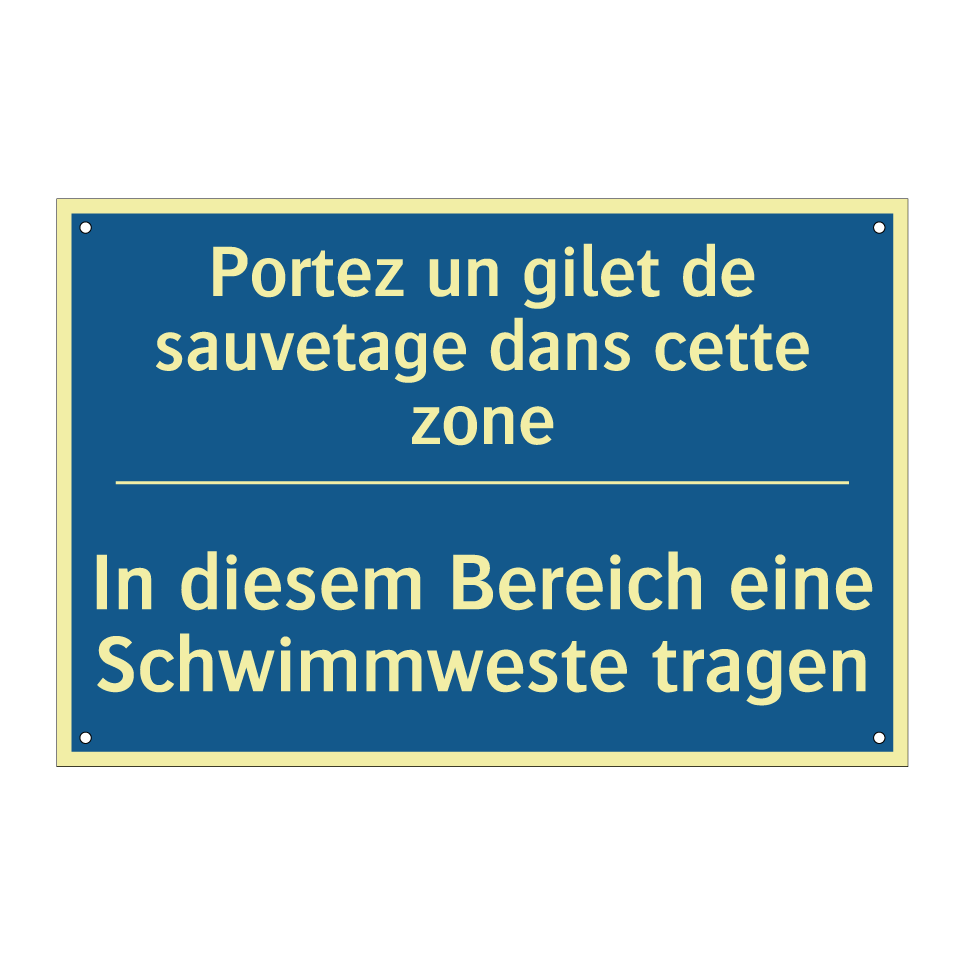 In diesem Bereich eine Schwimmweste /.../ - Portez un gilet de sauvetage dans /.../