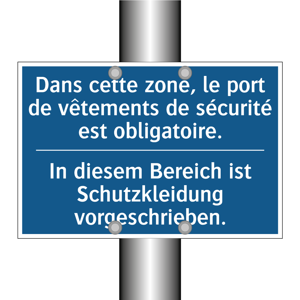 In diesem Bereich ist Schutzkleidung /.../ - Dans cette zone, le port de vêtements /.../