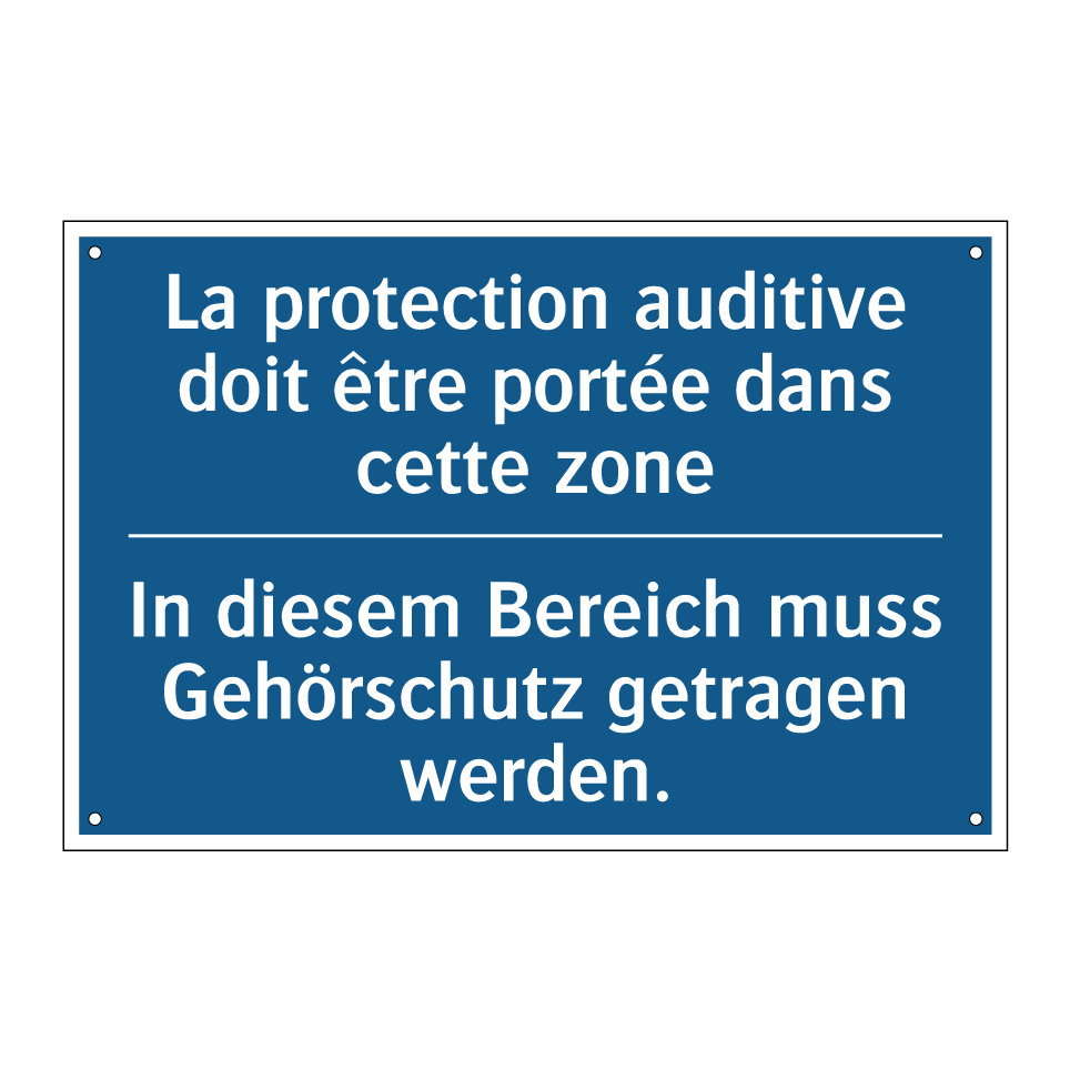 In diesem Bereich muss Gehörschutz /.../ - La protection auditive doit être /.../