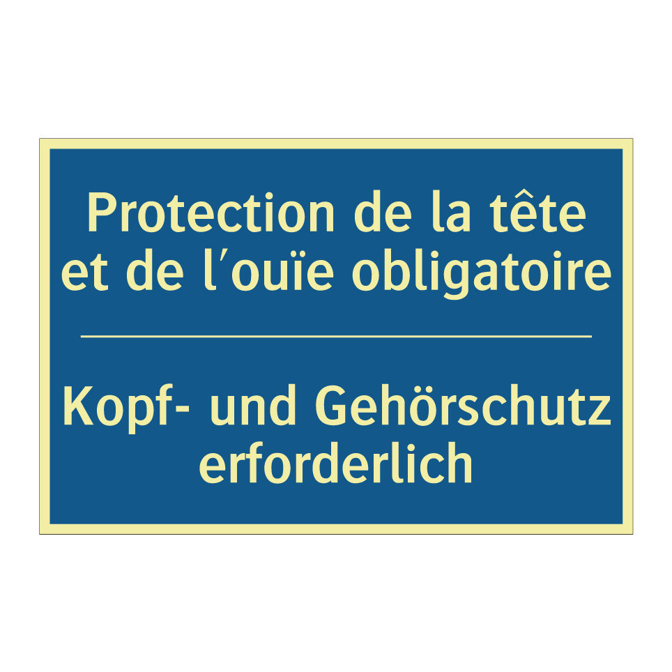 Kopf- und Gehörschutz erforderlich /.../ - Protection de la tête et de l'ouïe /.../