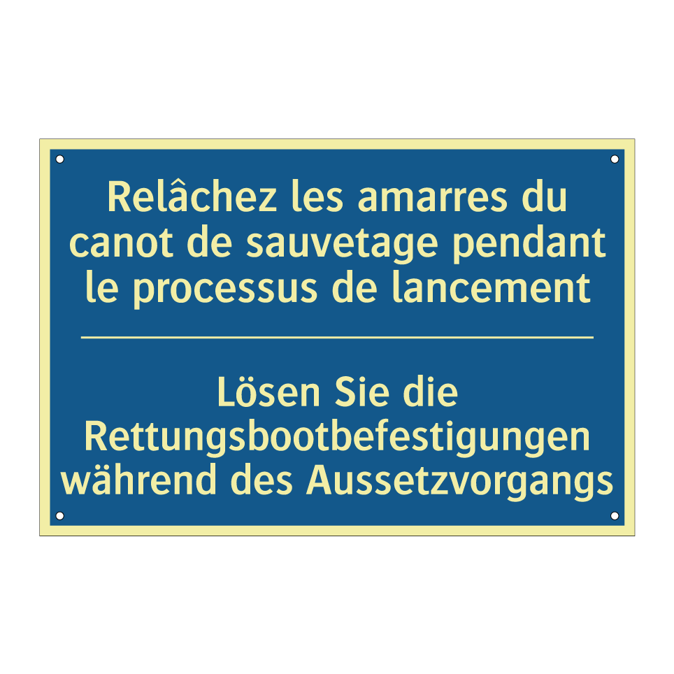 Lösen Sie die Rettungsbootbefestigungen /.../ - Relâchez les amarres du canot /.../