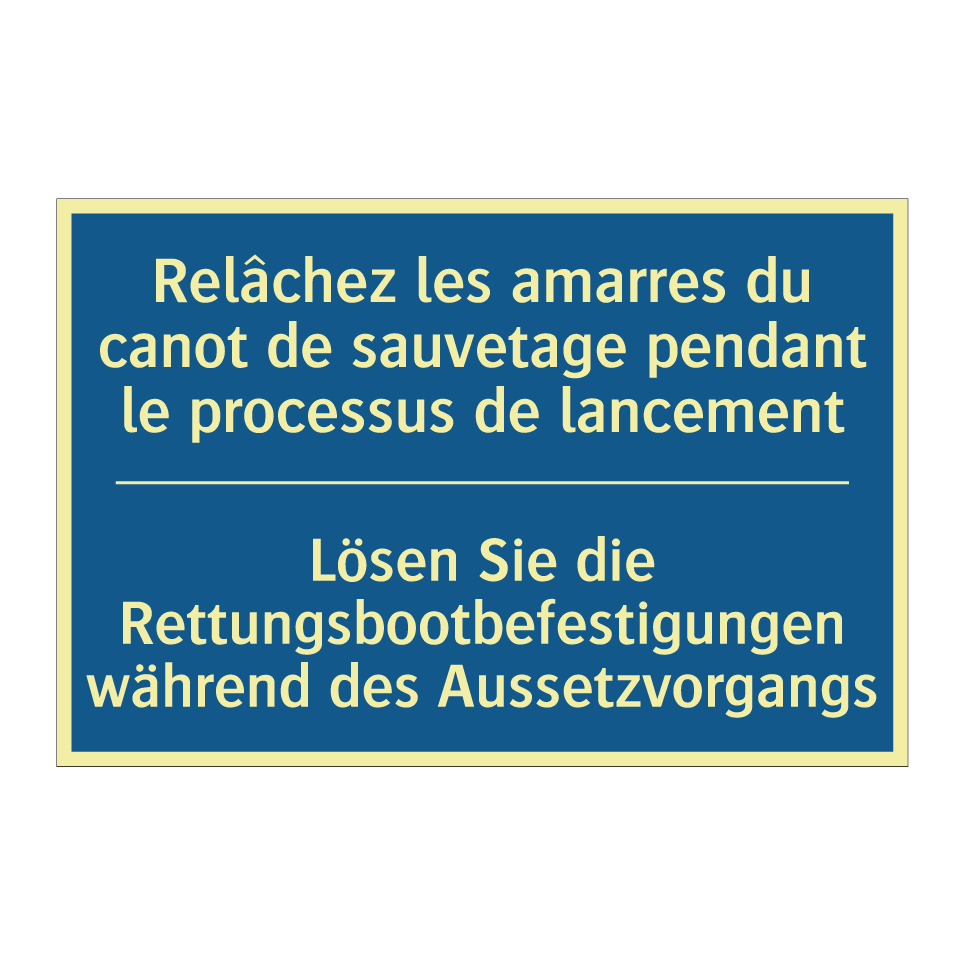 Lösen Sie die Rettungsbootbefestigungen /.../ - Relâchez les amarres du canot /.../