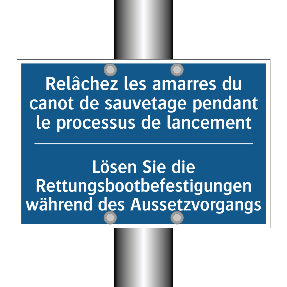 Lösen Sie die Rettungsbootbefestigungen /.../ - Relâchez les amarres du canot /.../