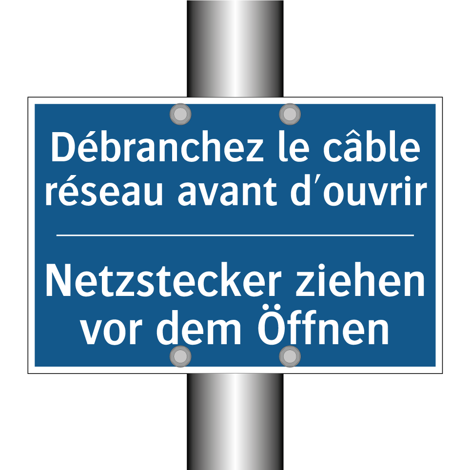 Netzstecker ziehen vor dem Öffnen /.../ - Débranchez le câble réseau avant /.../