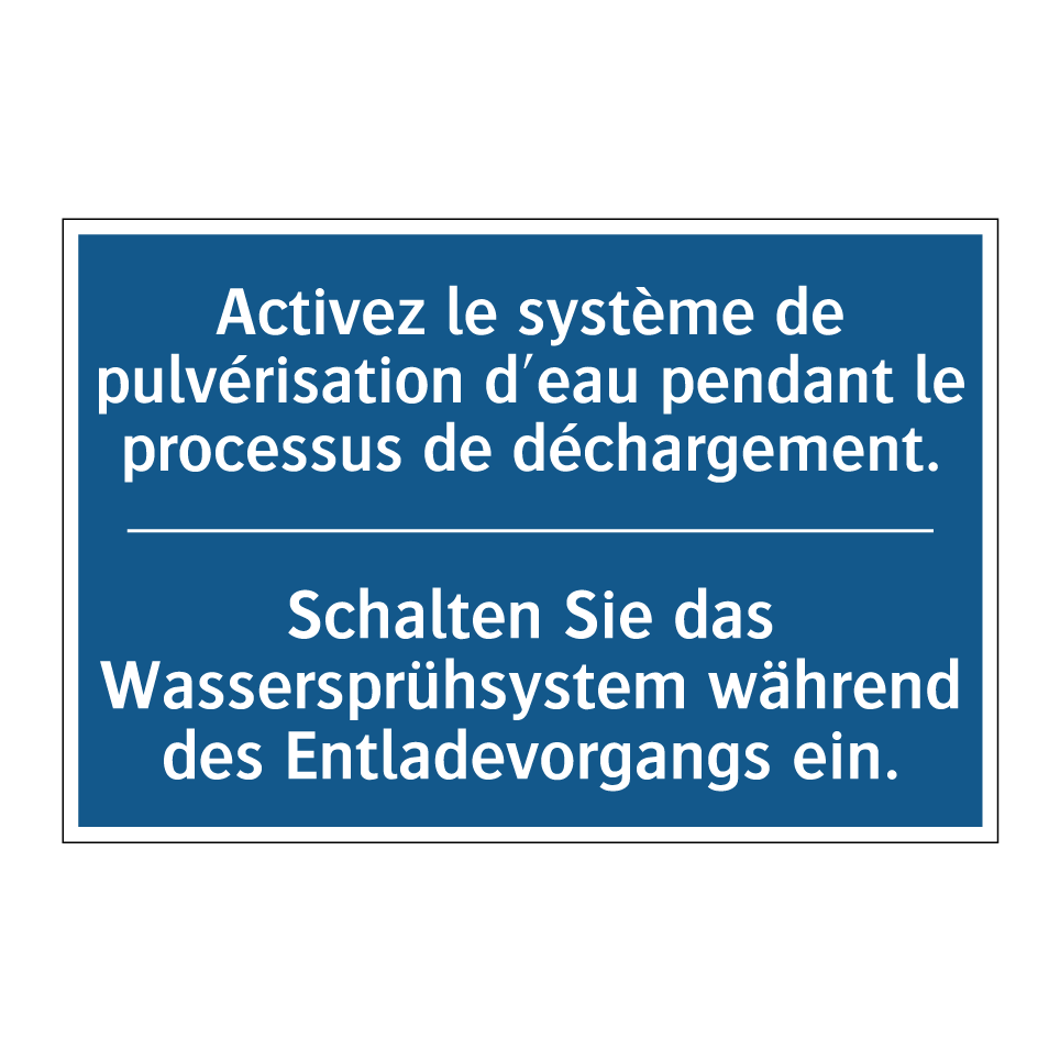 Schalten Sie das Wassersprühsystem /.../ - Activez le système de pulvérisation /.../