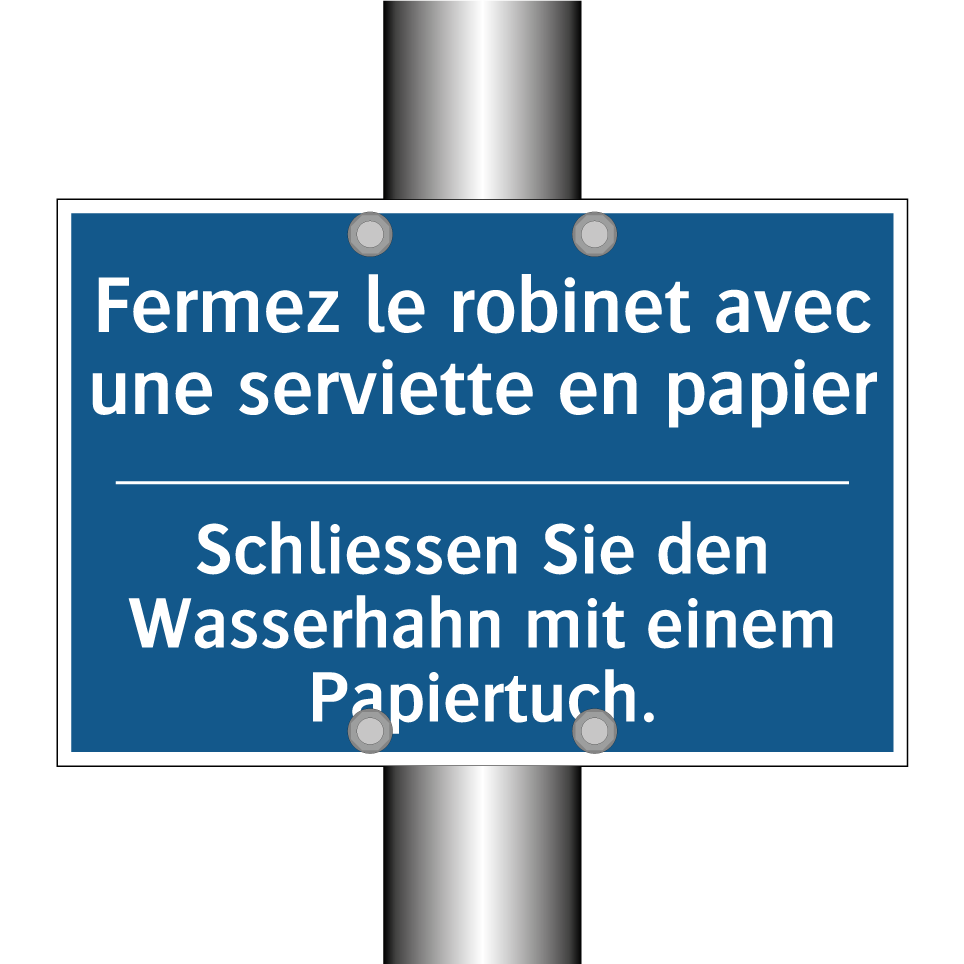 Schliessen Sie den Wasserhahn /.../ - Fermez le robinet avec une serviette /.../