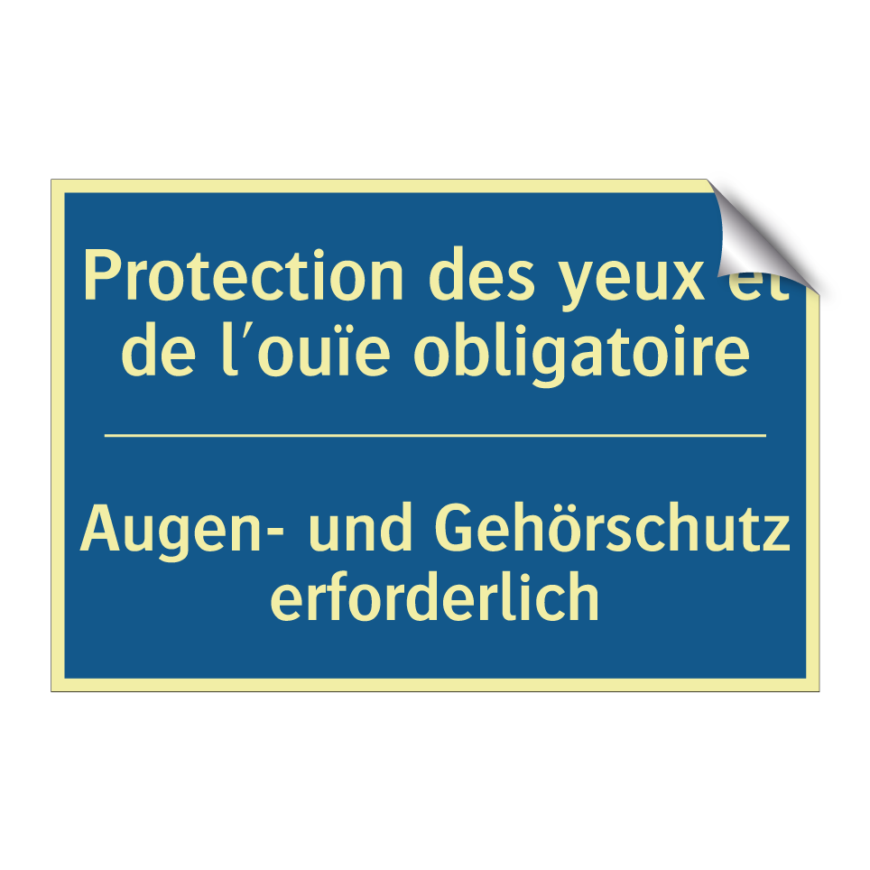 Augen- und Gehörschutz erforderlich /.../ - Protection des yeux et de l'ouïe /.../