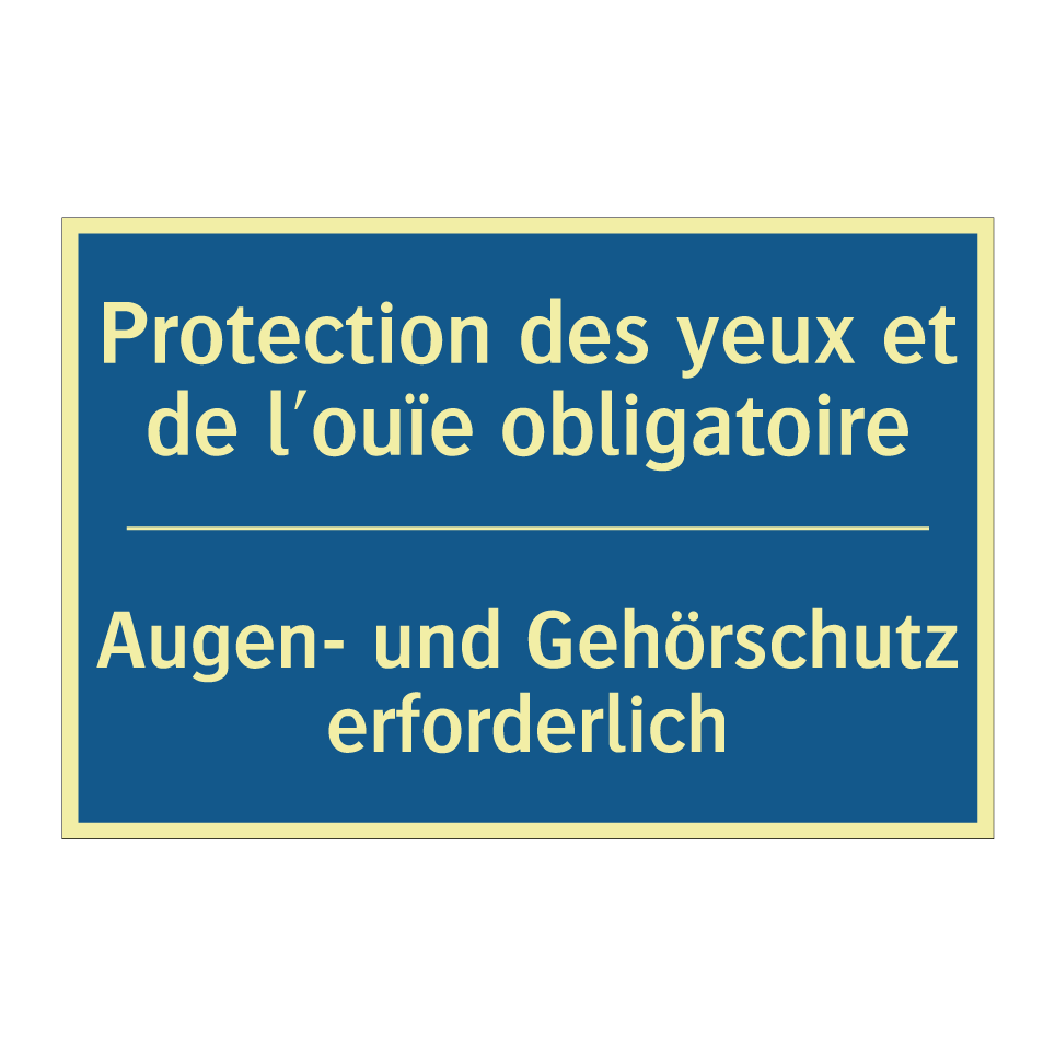 Augen- und Gehörschutz erforderlich /.../ - Protection des yeux et de l'ouïe /.../