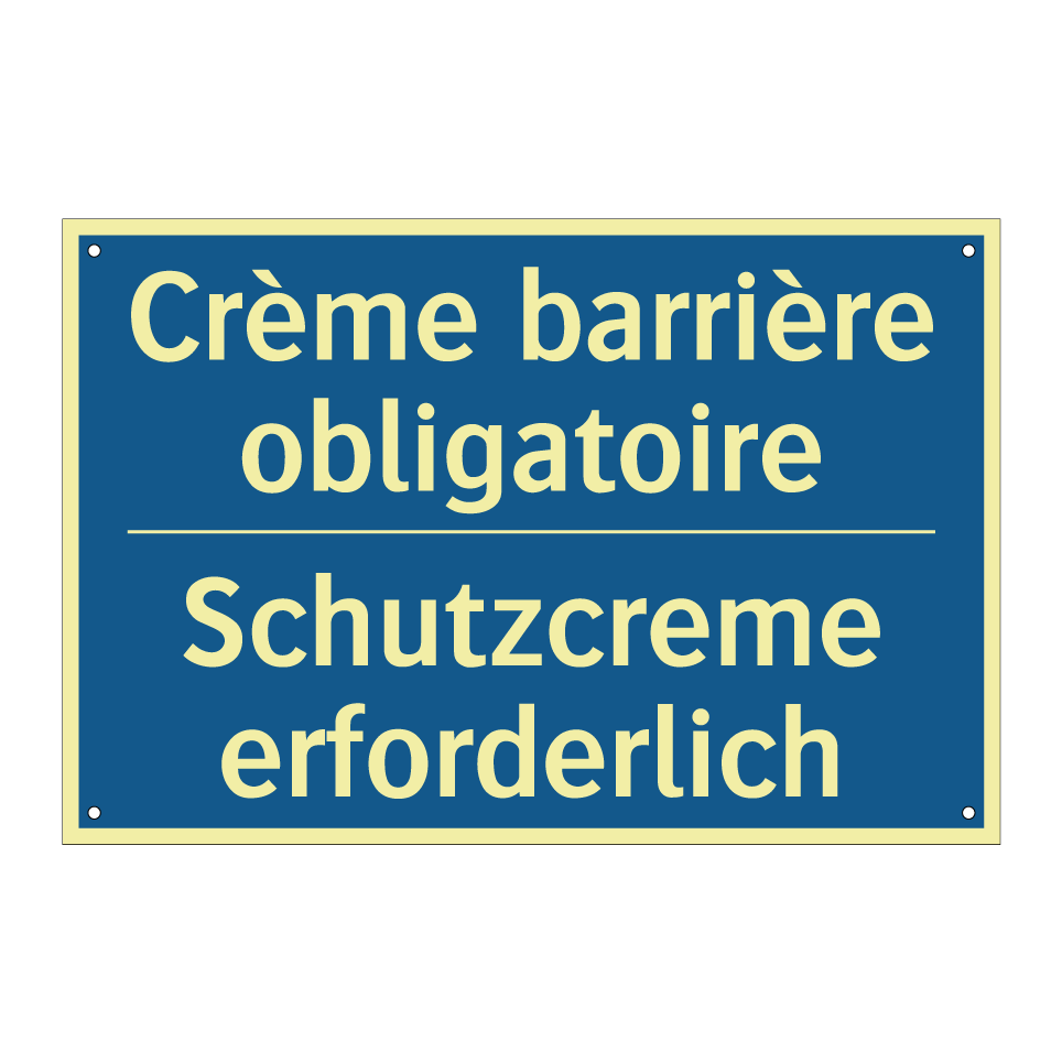 Schutzcreme erforderlich - Crème barrière obligatoire