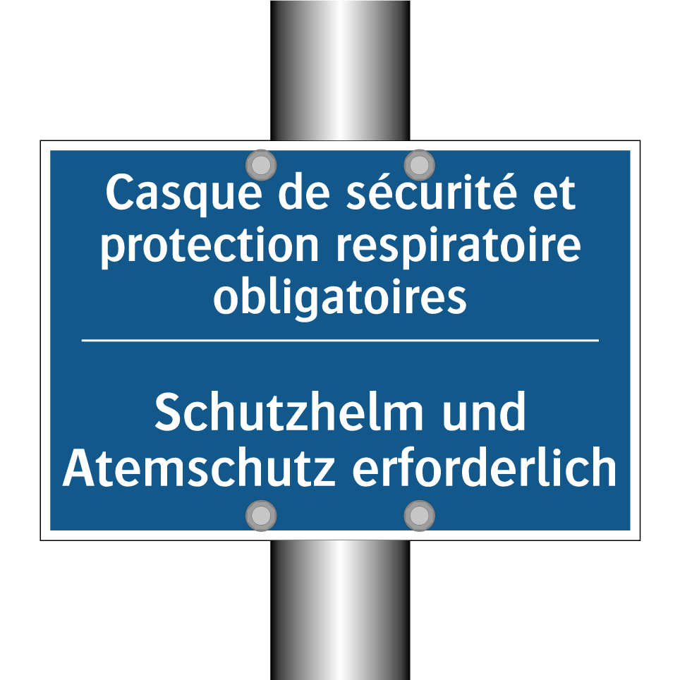 Schutzhelm und Atemschutz erforderlich /.../ - Casque de sécurité et protection /.../