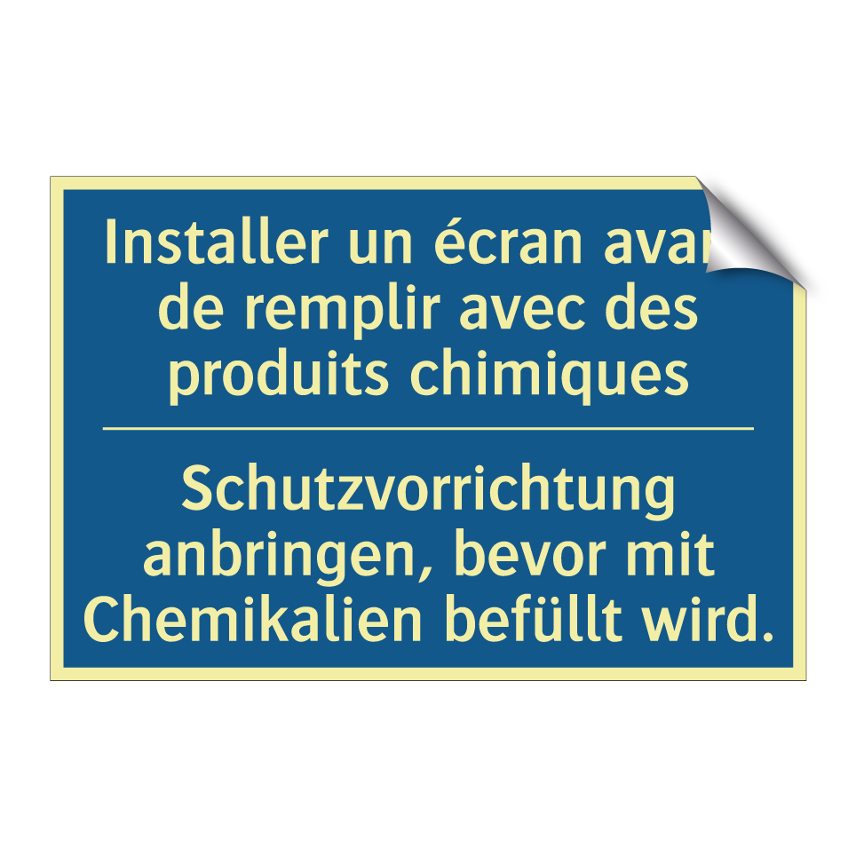 Schutzvorrichtung anbringen, bevor /.../ - Installer un écran avant de remplir /.../