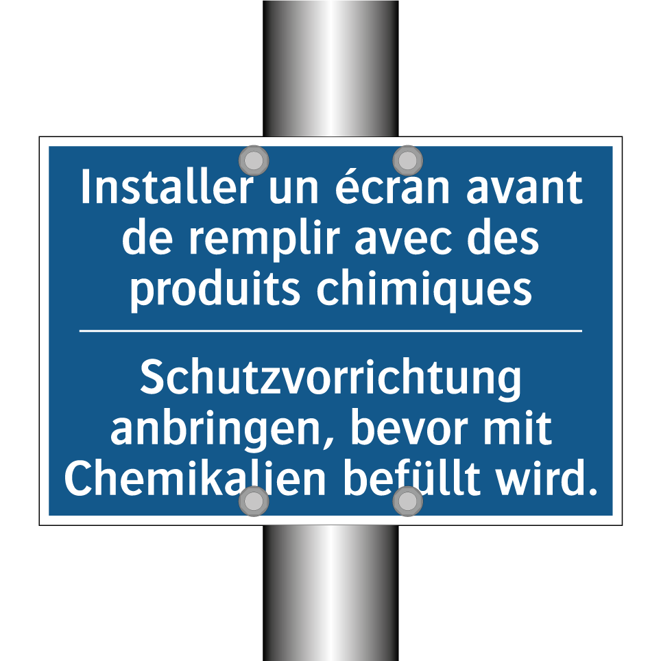 Schutzvorrichtung anbringen, bevor /.../ - Installer un écran avant de remplir /.../