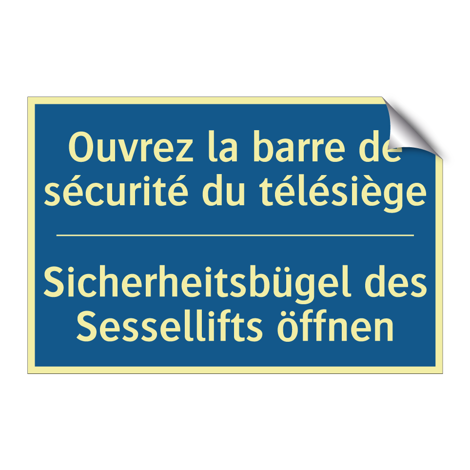 Sicherheitsbügel des Sessellifts /.../ - Ouvrez la barre de sécurité du /.../