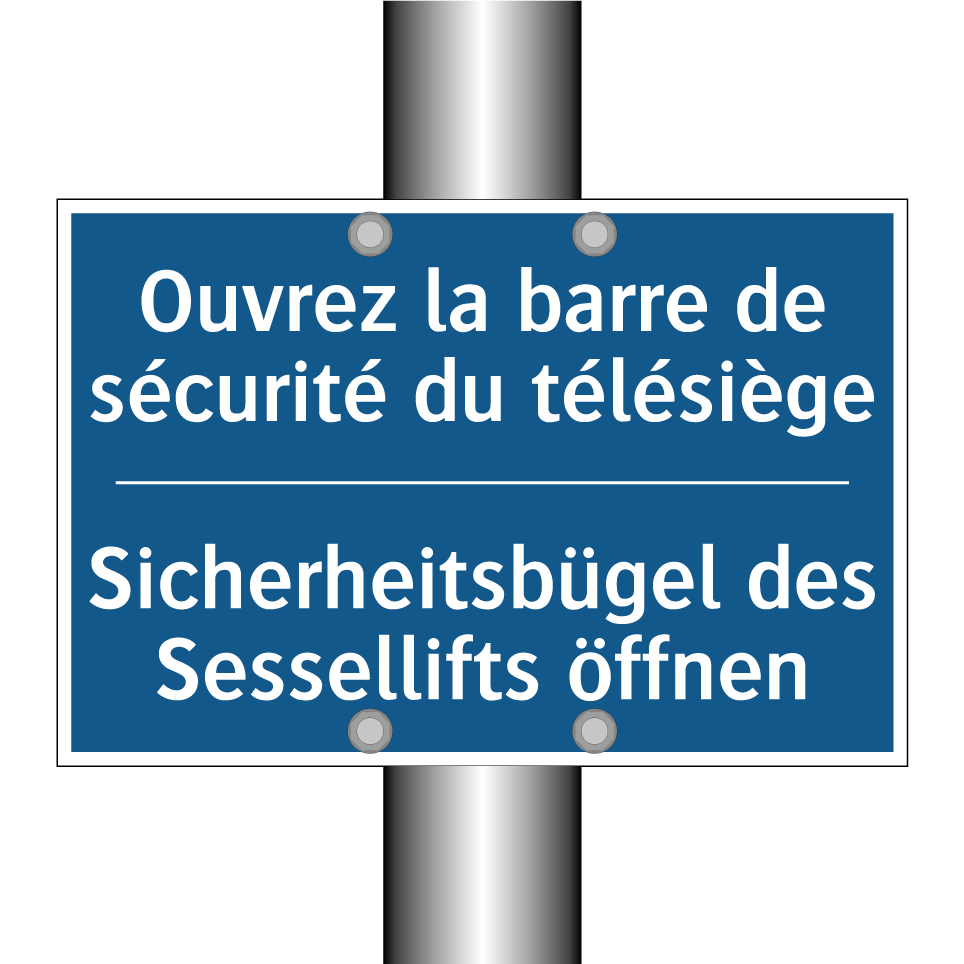 Sicherheitsbügel des Sessellifts /.../ - Ouvrez la barre de sécurité du /.../