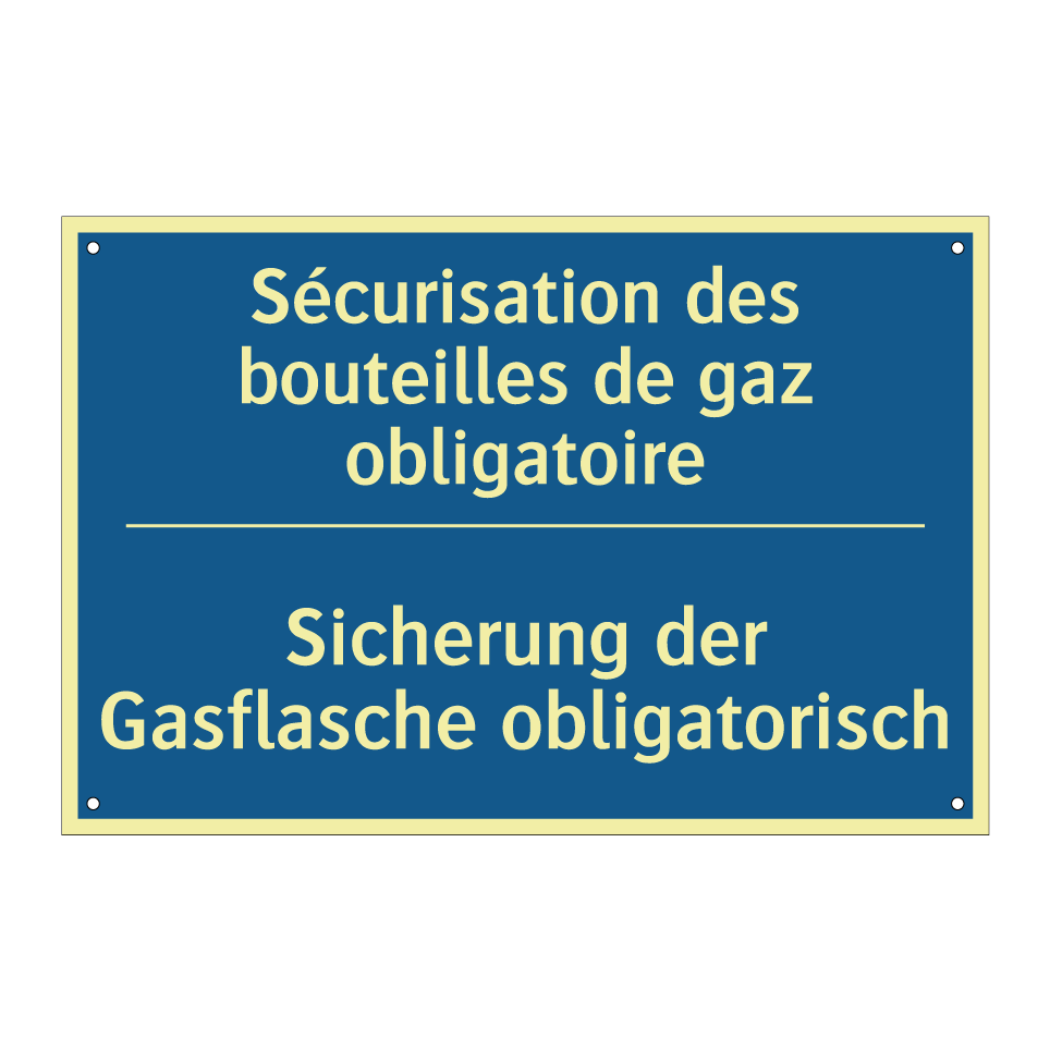 Sicherung der Gasflasche obligatorisch /.../ - Sécurisation des bouteilles de /.../