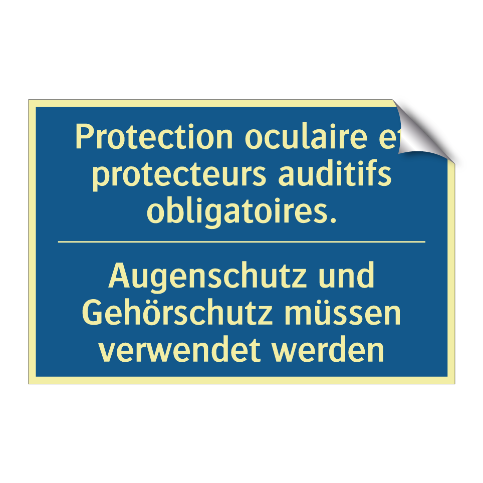 Augenschutz und Gehörschutz müssen /.../ - Protection oculaire et protecteurs /.../