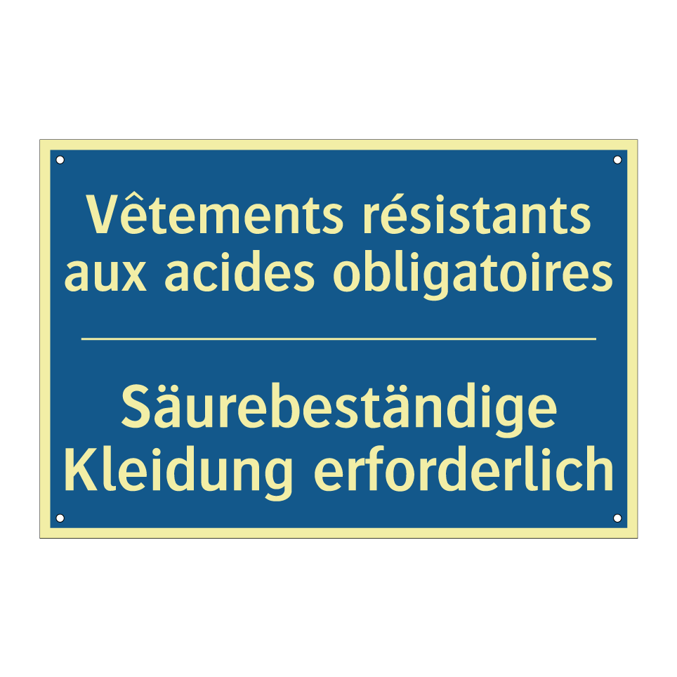 Säurebeständige Kleidung erforderlich /.../ - Vêtements résistants aux acides /.../