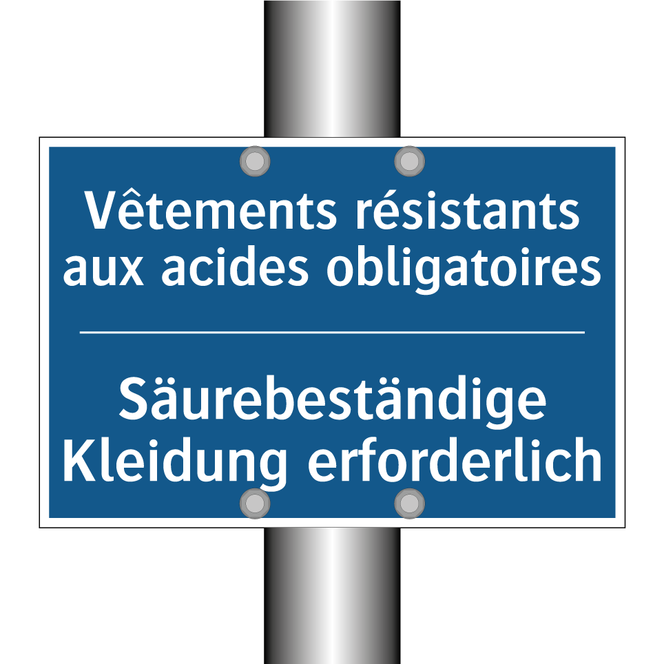 Säurebeständige Kleidung erforderlich /.../ - Vêtements résistants aux acides /.../
