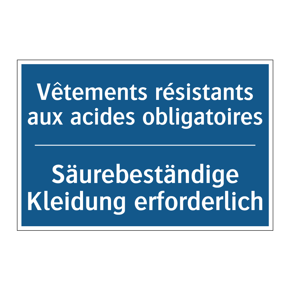 Säurebeständige Kleidung erforderlich /.../ - Vêtements résistants aux acides /.../