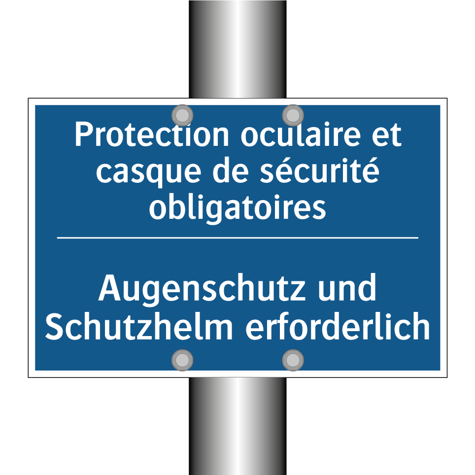 Augenschutz und Schutzhelm erforderlich /.../ - Protection oculaire et casque /.../