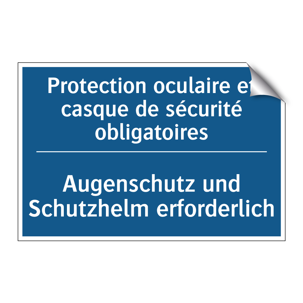 Augenschutz und Schutzhelm erforderlich /.../ - Protection oculaire et casque /.../
