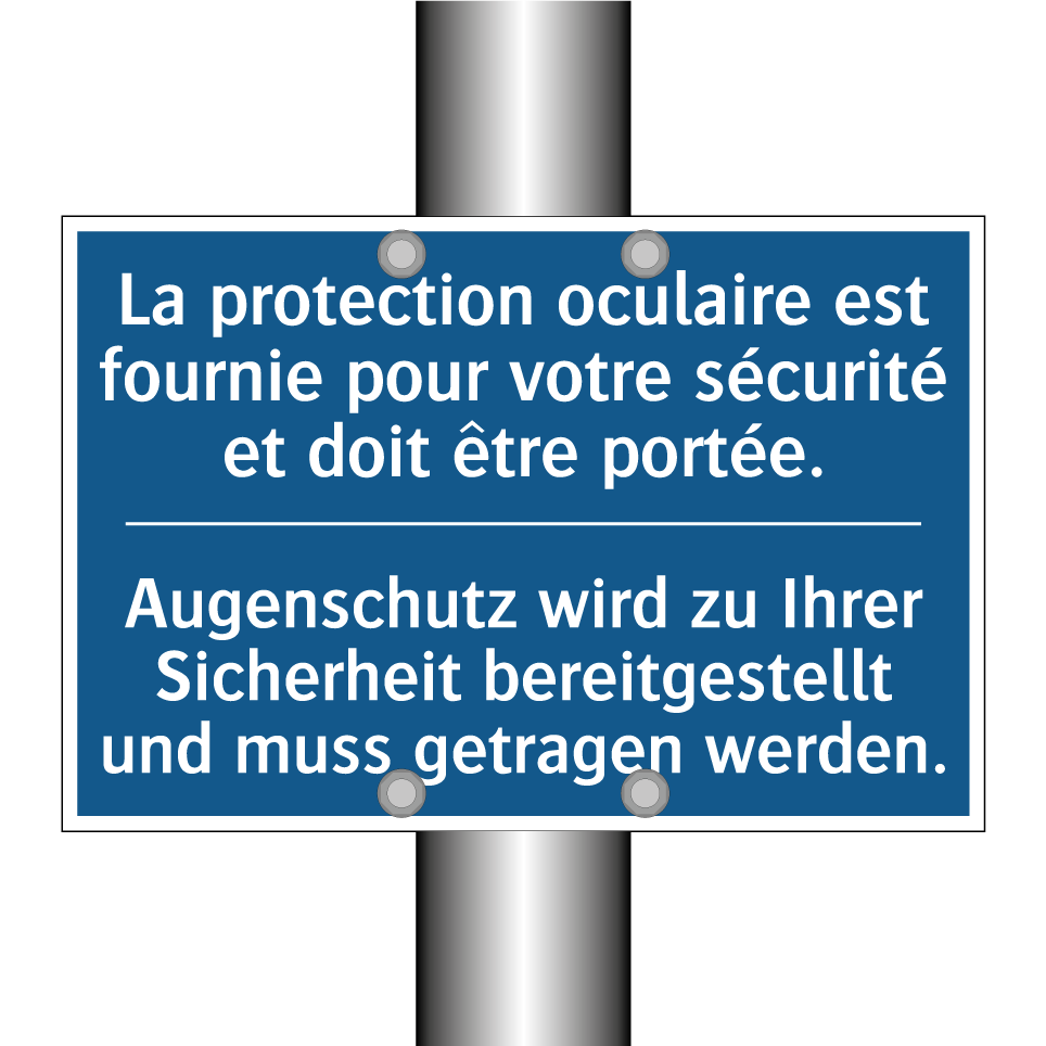 Augenschutz wird zu Ihrer Sicherheit /.../ - La protection oculaire est fournie /.../