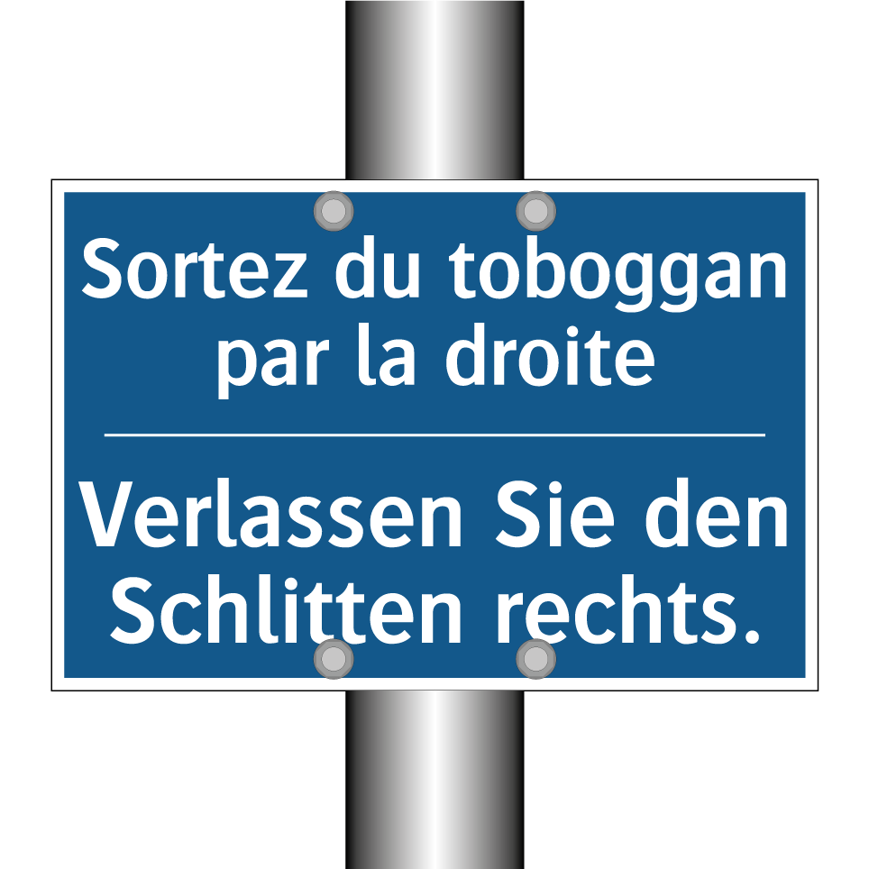Verlassen Sie den Schlitten rechts. /.../ - Sortez du toboggan par la droite /.../