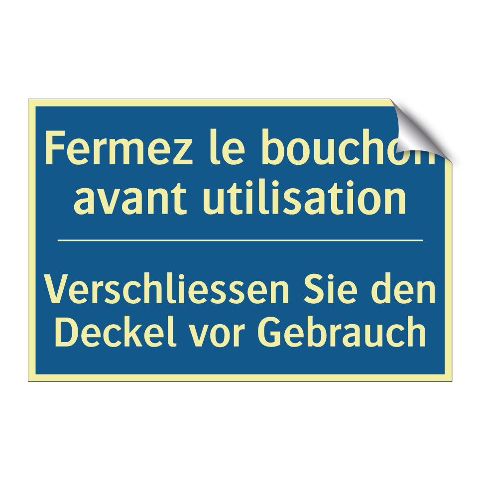 Verschliessen Sie den Deckel vor /.../ - Fermez le bouchon avant utilisation /.../
