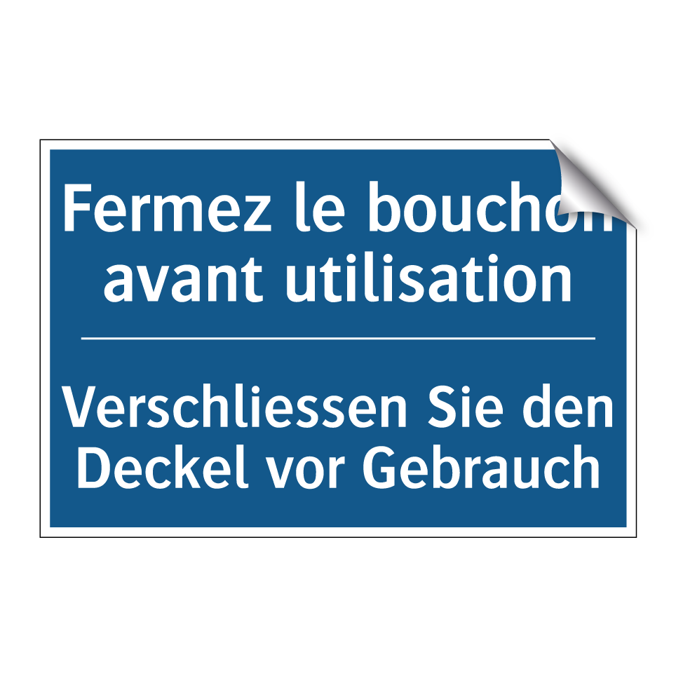 Verschliessen Sie den Deckel vor /.../ - Fermez le bouchon avant utilisation /.../