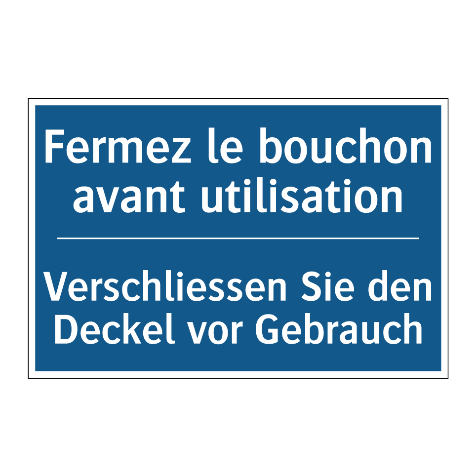 Verschliessen Sie den Deckel vor /.../ - Fermez le bouchon avant utilisation /.../