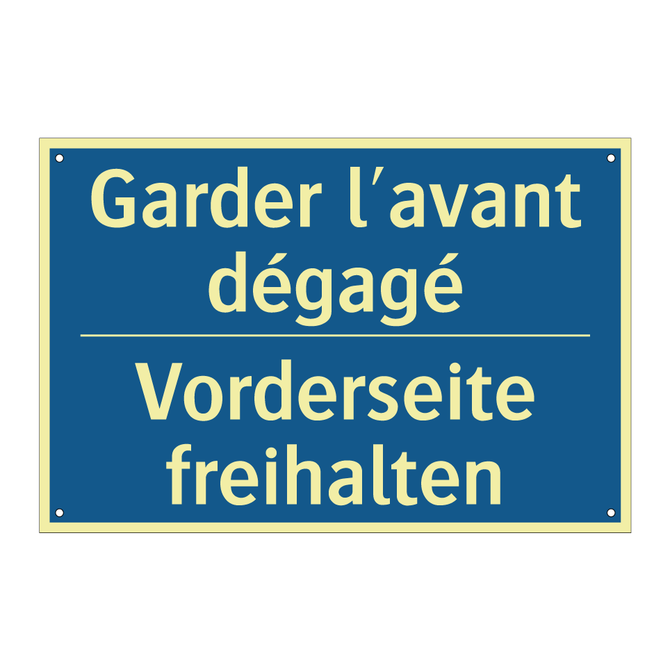 Vorderseite freihalten - Garder l'avant dégagé