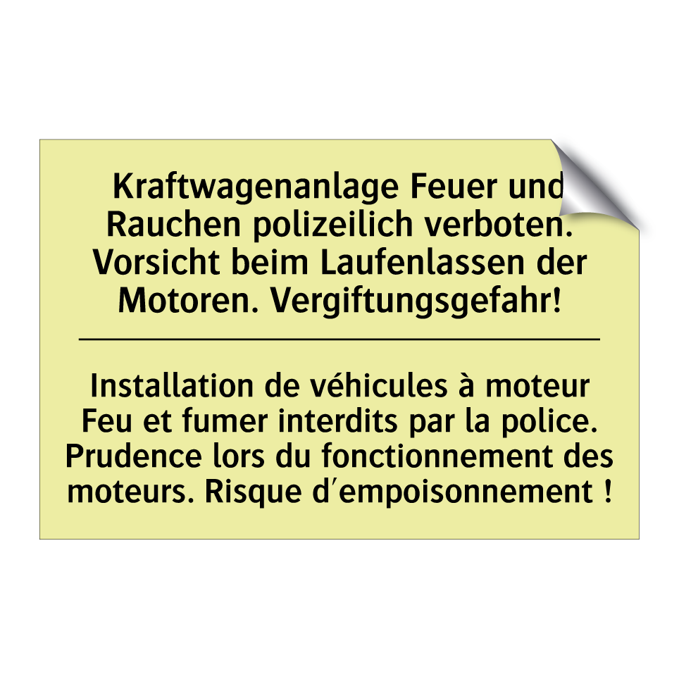 Kraftwagenanlage Feuer und Rauchen /.../ - Installation de véhicules à moteur /.../