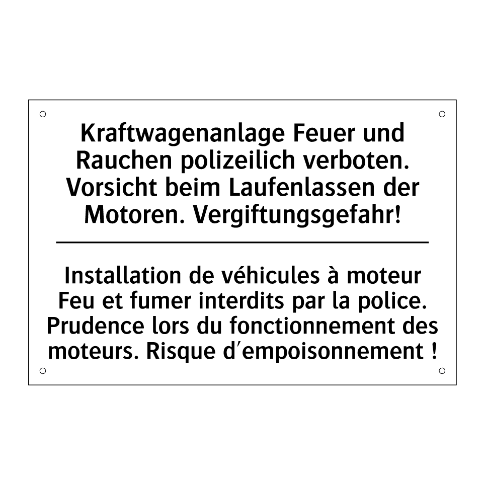 Kraftwagenanlage Feuer und Rauchen /.../ - Installation de véhicules à moteur /.../