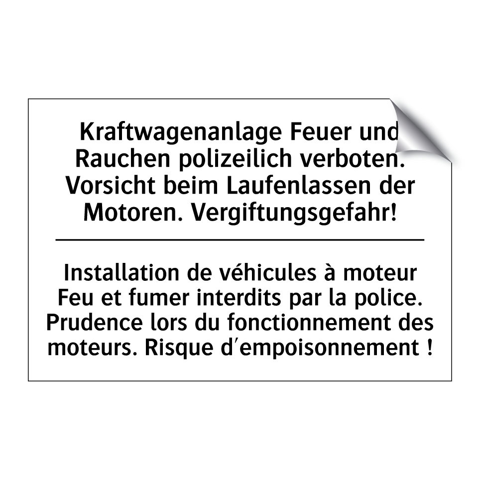 Kraftwagenanlage Feuer und Rauchen /.../ - Installation de véhicules à moteur /.../