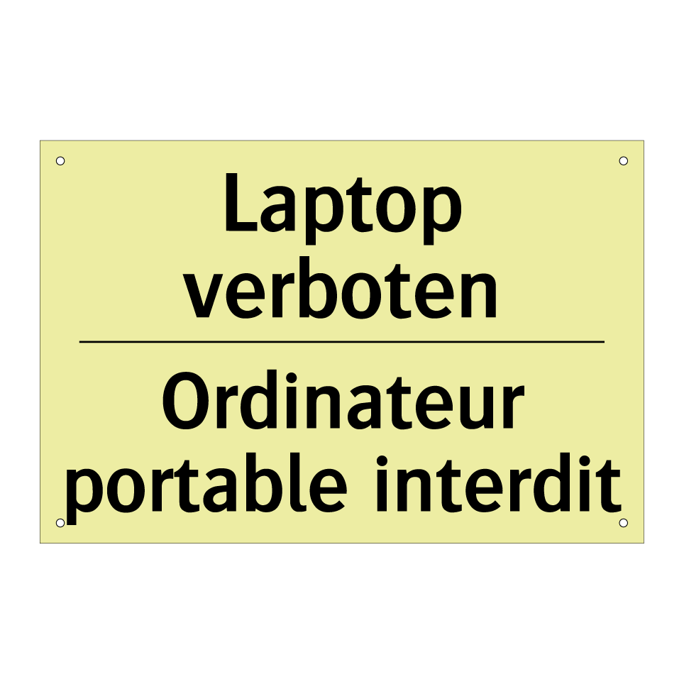 Laptop verboten - Ordinateur portable interdit