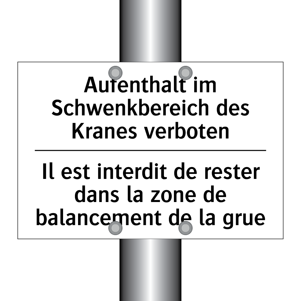 Aufenthalt im Schwenkbereich des /.../ - Il est interdit de rester dans /.../