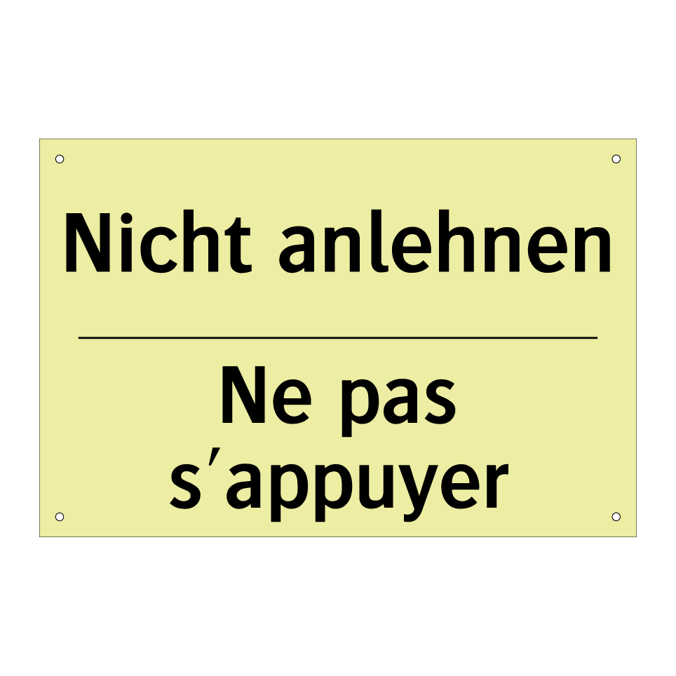 Nicht anlehnen - Ne pas s'appuyer