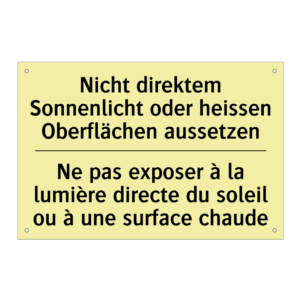 Nicht direktem Sonnenlicht oder /.../ - Ne pas exposer à la lumière directe /.../