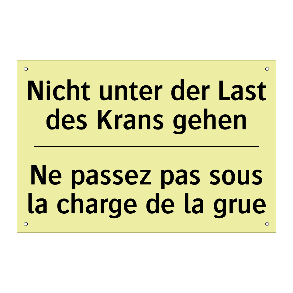 Nicht unter der Last des Krans /.../ - Ne passez pas sous la charge de /.../