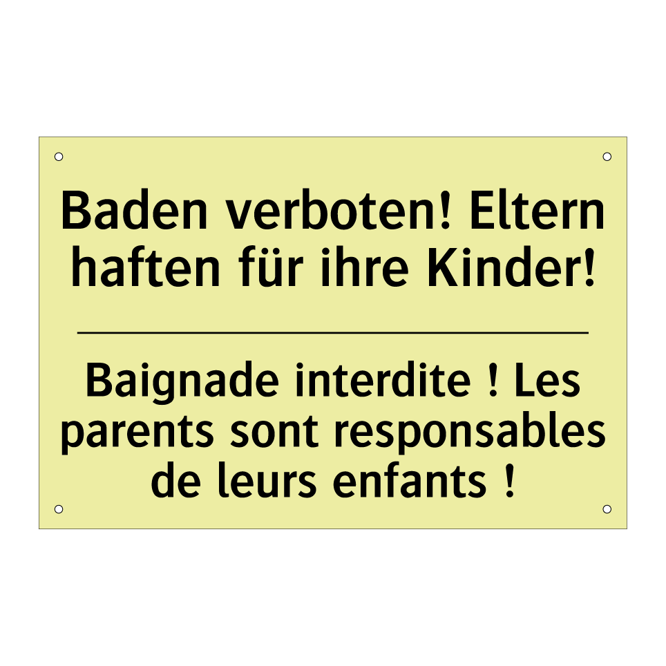 Baden verboten! Eltern haften /.../ - Baignade interdite ! Les parents /.../