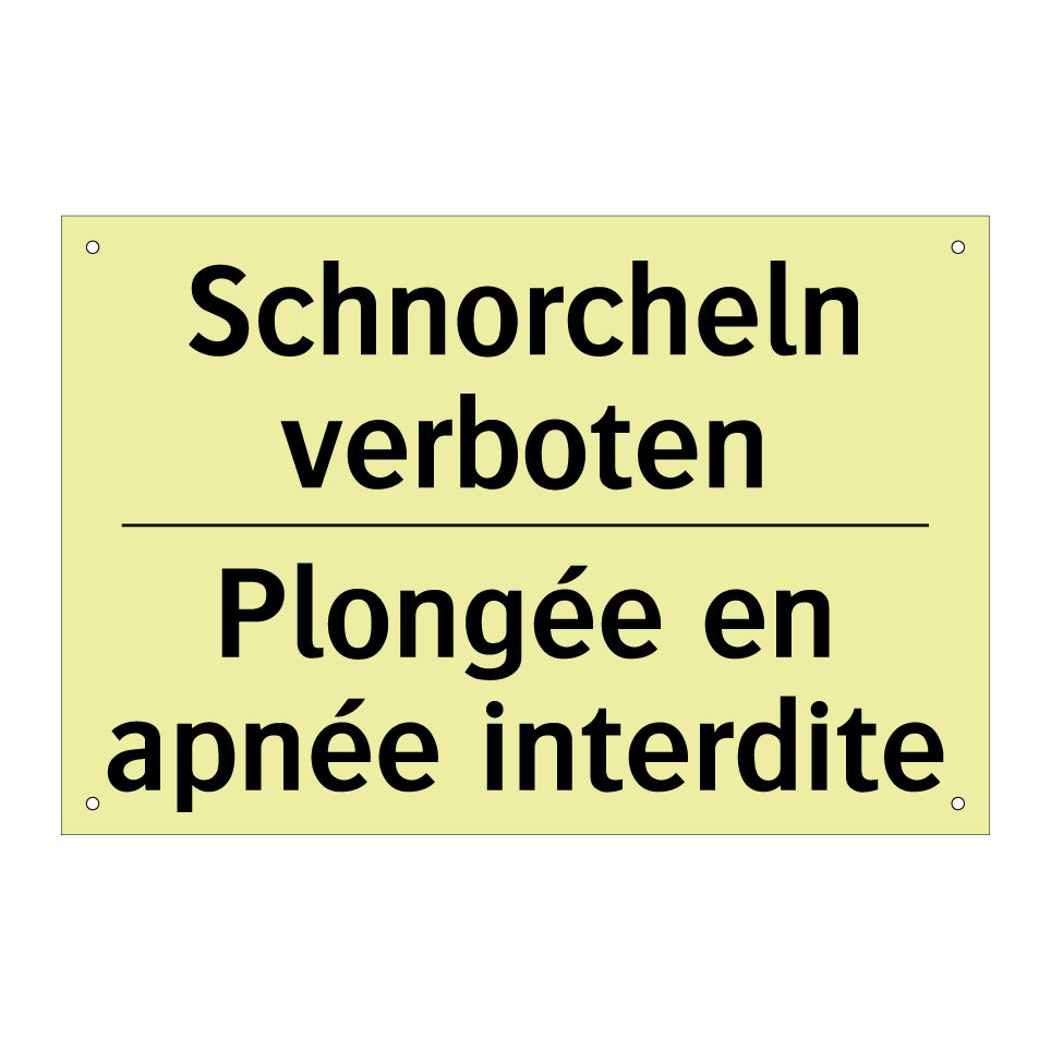 Schnorcheln verboten - Plongée en apnée interdite