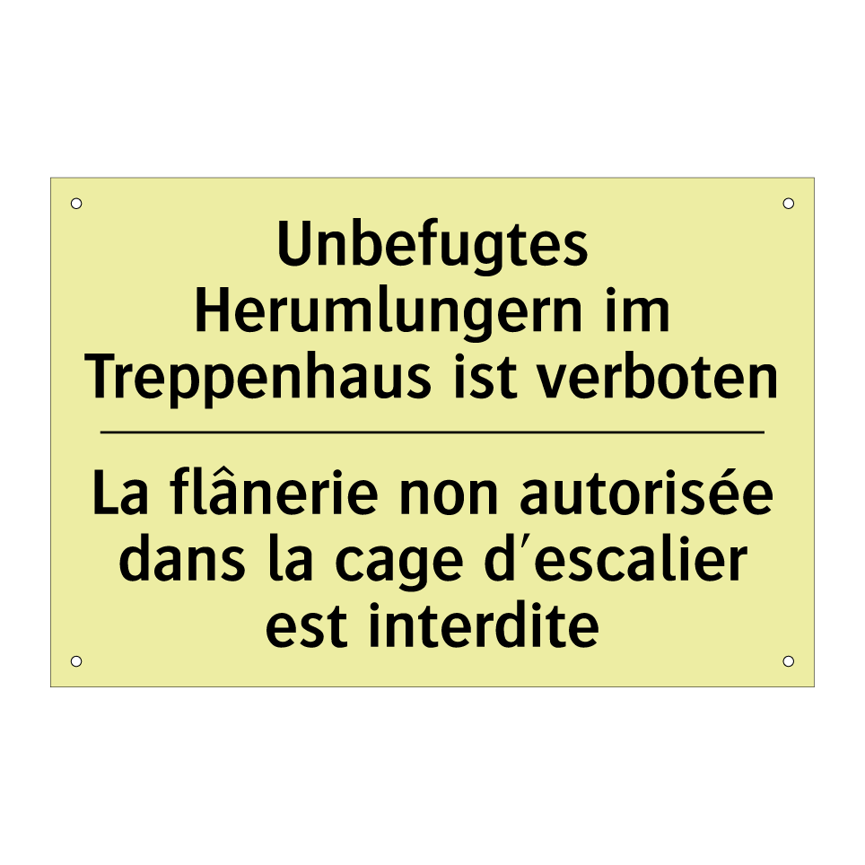Unbefugtes Herumlungern im Treppenhaus /.../ - La flânerie non autorisée dans /.../