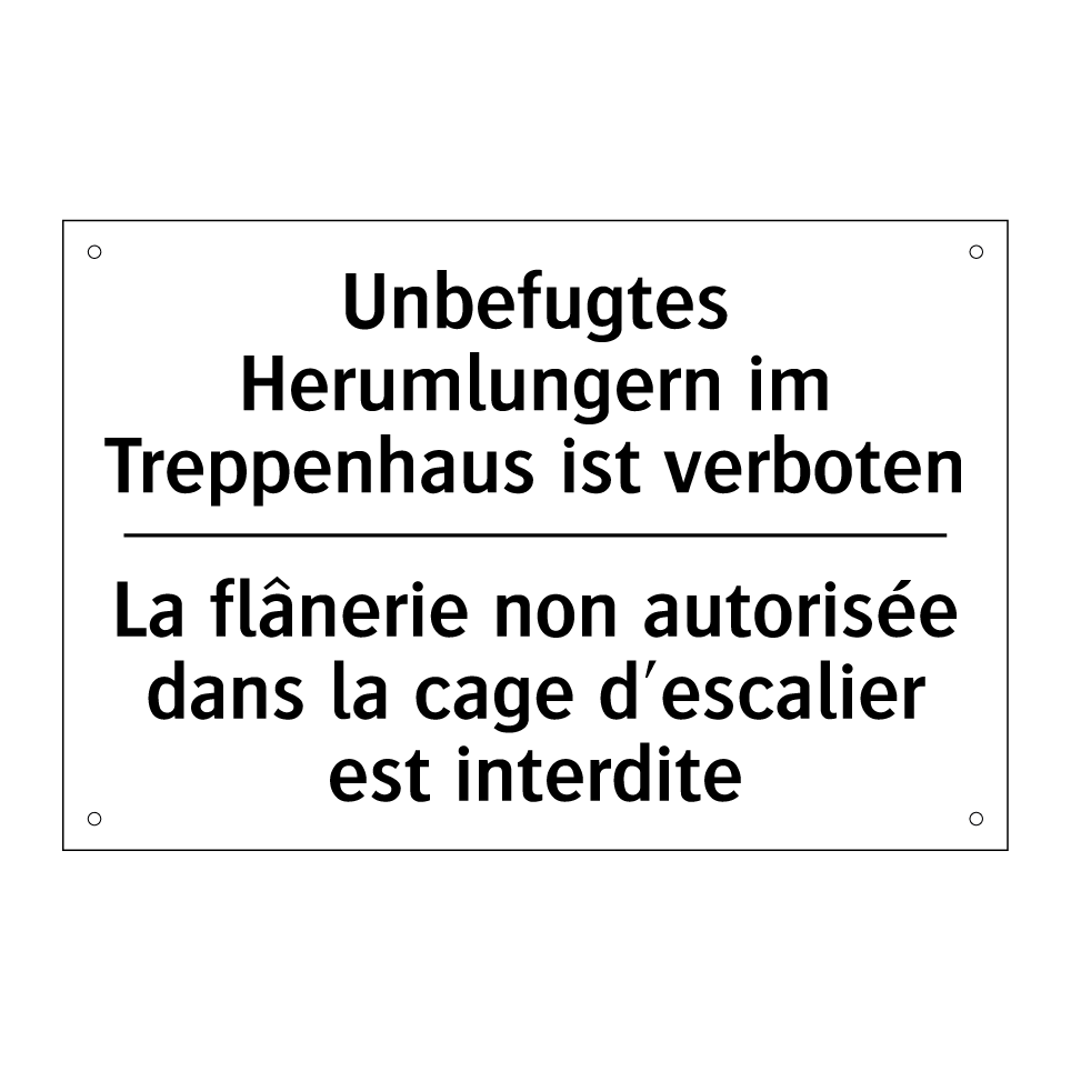 Unbefugtes Herumlungern im Treppenhaus /.../ - La flânerie non autorisée dans /.../