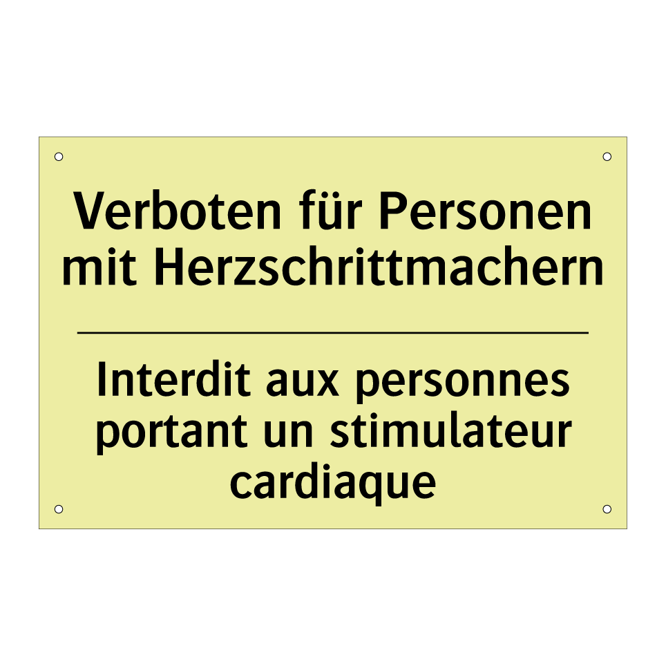 Verboten für Personen mit Herzschrittmachern /.../ - Interdit aux personnes portant /.../