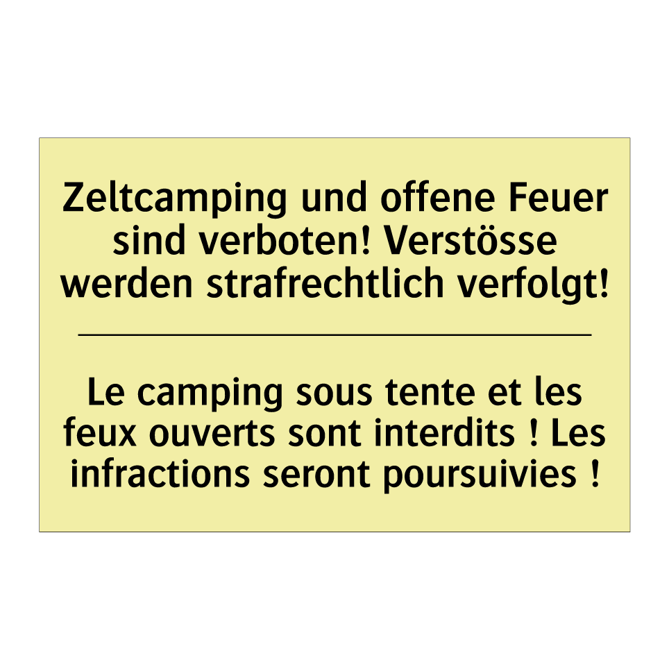 Zeltcamping und offene Feuer sind /.../ - Le camping sous tente et les feux /.../