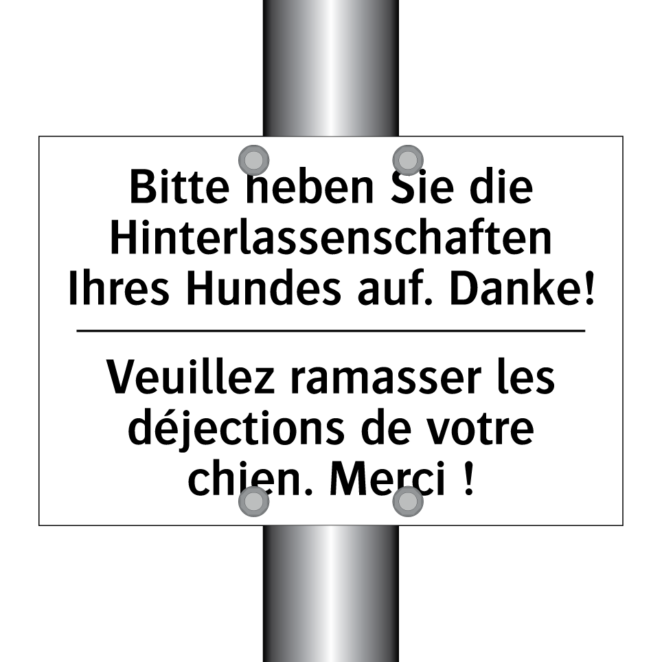 Bitte heben Sie die Hinterlassenschaften /.../ - Veuillez ramasser les déjections /.../