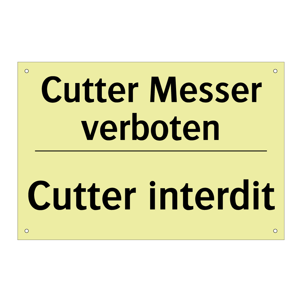 Cutter Messer verboten - Cutter interdit